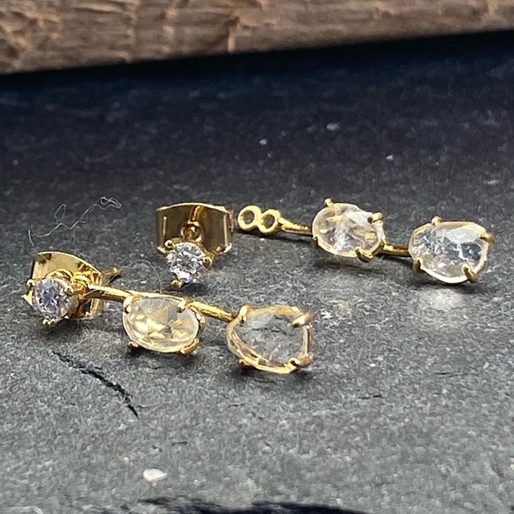 Anthropologie front back earrings & clear crystals - Picture 3 of 5